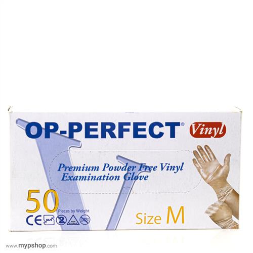 دستکش وینیل بدون پودرOP-PERFECT بسته 50 عددی